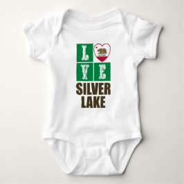 カリフォルニア州旗ハートシルバーレイク ベビーボディスーツ