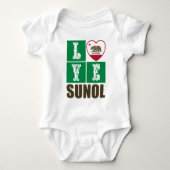 カリフォルニア州旗ハートスノール ベビーボディスーツ (正面)