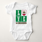 カリフォルニア州旗ハートラクレメンタ ベビーボディスーツ (正面)