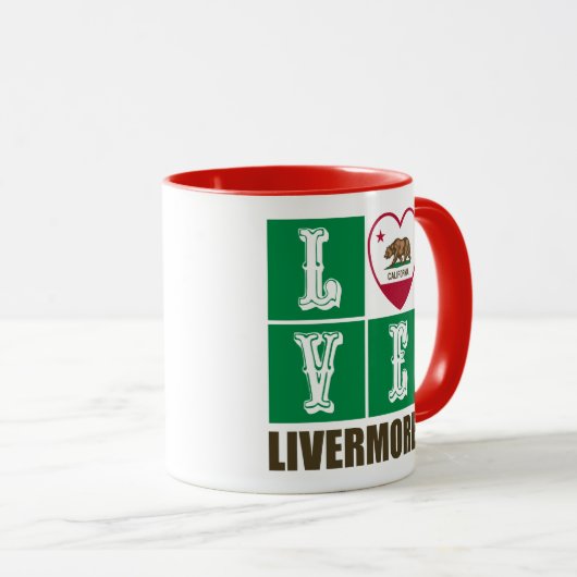 カリフォルニア州旗ハートリバモア マグカップ (正面右)