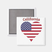 カリフォルニア州旗ハート マグネット (正面/裏面)