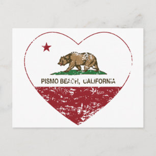 カリフォルニア州旗ピスモビーチハート 動揺して ポストカード