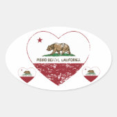 カリフォルニア州旗ピスモビーチハート 動揺して 楕円形シール (正面)