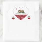 カリフォルニア州旗ピスモビーチハート 動揺して 楕円形シール (バッグ)