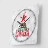 カリフォルニア州旗ベアー絵を描インスタイル・デコール スクエア壁時計 (傾斜)