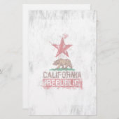 カリフォルニア州旗ベアー絵を描インスタイル・デコール 便箋 (正面/裏面)