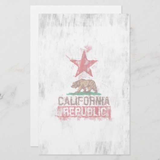 カリフォルニア州旗ベアー絵を描インスタイル・デコール 便箋 (正面/裏面)