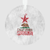 カリフォルニア州旗ベアー絵画ズスタイルデコール オーナメント (裏面)