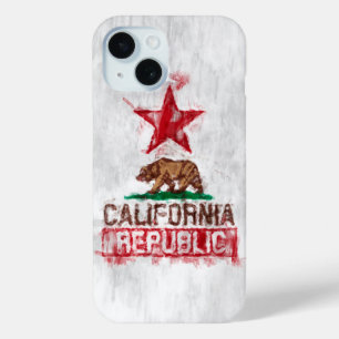 カリフォルニア州旗ベアー絵画ズスタイルデコール iPhone 15ケース