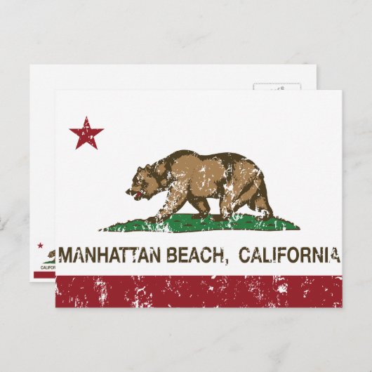 カリフォルニア州旗マンハッタンビーチ ポストカード (正面/裏面)