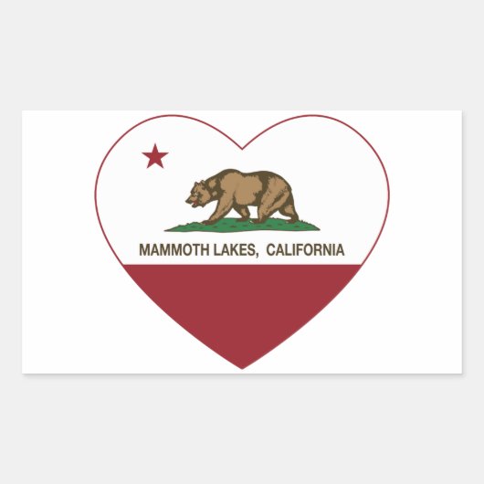 カリフォルニア州旗マンモス湖ハート 長方形シール (正面)