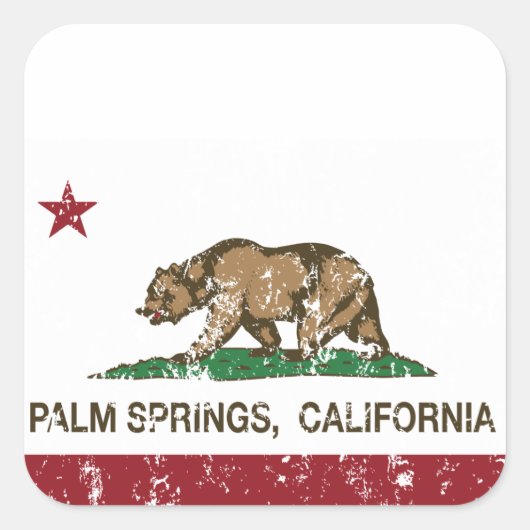 カリフォルニア州旗ヤシ春 スクエアシール (正面)