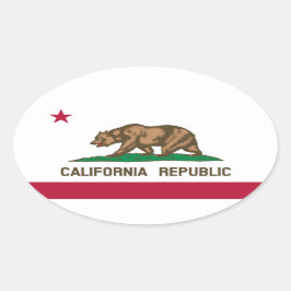 カリフォルニア州旗ユーロスタイルオーバルステッカー 楕円形シール