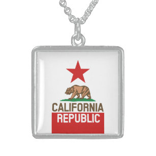 カリフォルニア州旗ラージスターデザイン スターリングシルバーネックレス