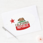 カリフォルニア州旗ラージスターデザイン 楕円形シール (封筒)