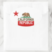 カリフォルニア州旗ラージスターデザイン 楕円形シール (バッグ)