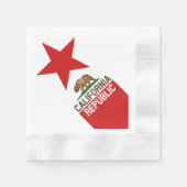 カリフォルニア州旗ラージスターデザイン 縁ありカクテルナプキン (正面)
