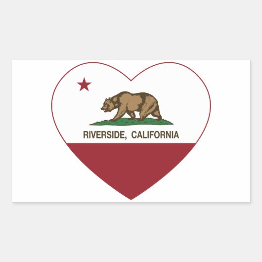 カリフォルニア州旗リバーサイドハート 長方形シール (正面)