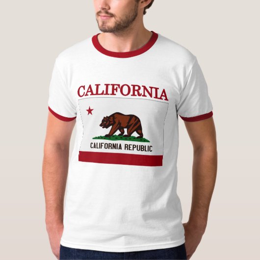 カリフォルニア州旗リンガーTシャツ Tシャツ (正面)