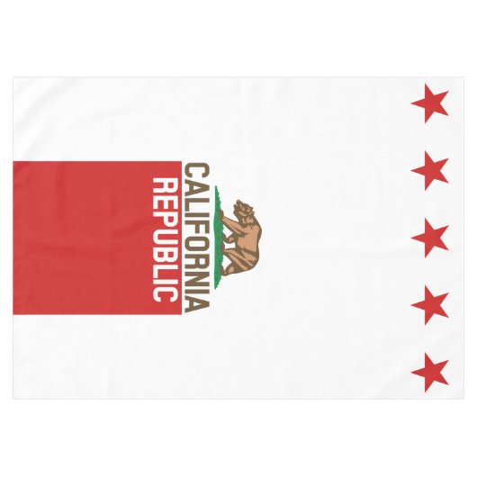 カリフォルニア州旗レッドスターデザイン テーブルクロス (正面(横))