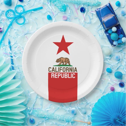 カリフォルニア州旗レッドスターデザイン ペーパープレート (パーティー)
