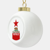 カリフォルニア州旗レッドスター セラミックボールオーナメント (右)