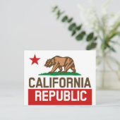 カリフォルニア州旗レッドスター ポストカード (スタンド正面)