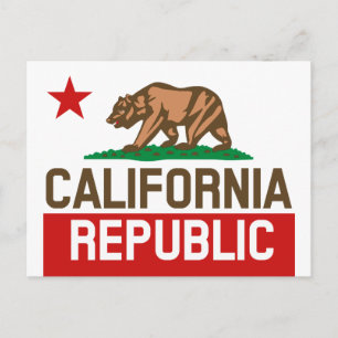 カリフォルニア州旗レッドスター ポストカード
