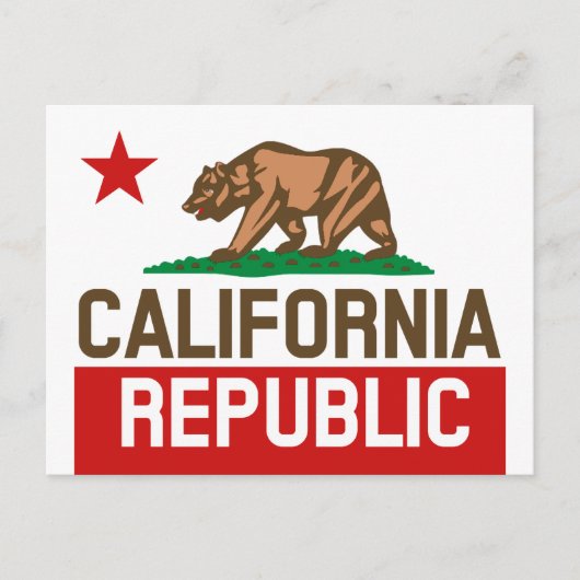 カリフォルニア州旗レッドスター ポストカード (正面)