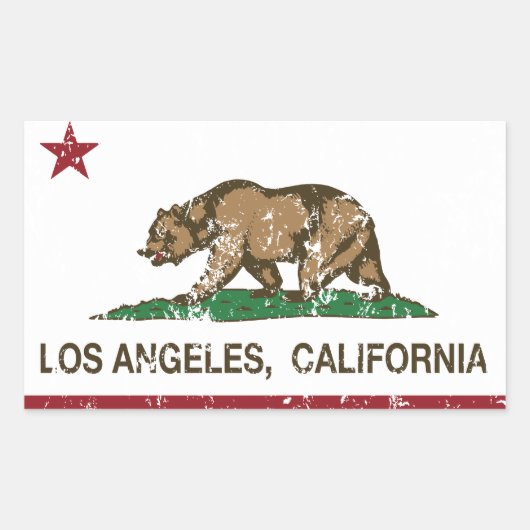 カリフォルニア州旗ロサンジェルス動揺して 長方形シール (正面)