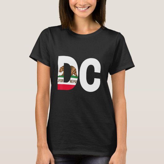 カリフォルニア州旗ワシントンDC都市の州と Tシャツ (正面)