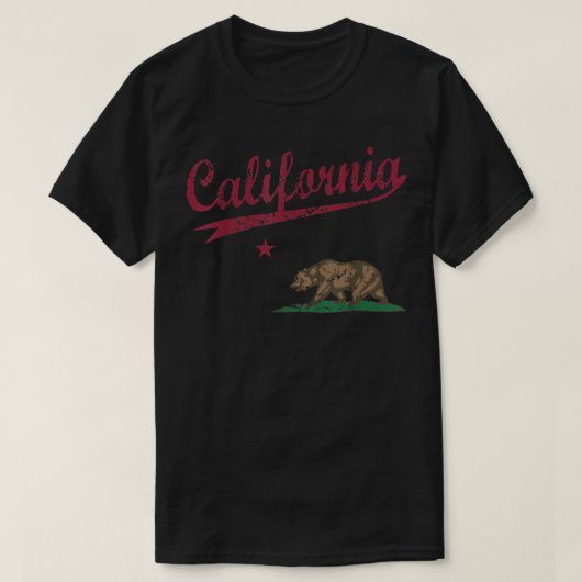 カリフォルニア州旗ヴィンテージ動揺してスタイル Tシャツ (デザイン正面)