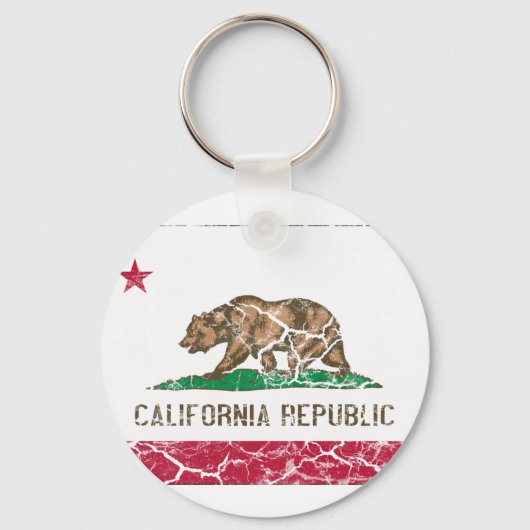 カリフォルニア州旗ヴィンテージ キーホルダー (正面)