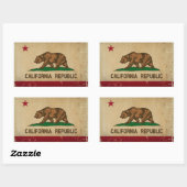 カリフォルニア州旗ヴィンテージ 長方形シール (シート)