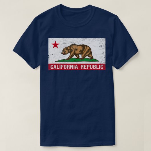 カリフォルニア州旗動揺してデザインC Tシャツ (デザイン正面)