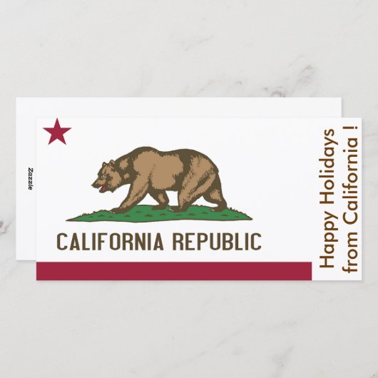 カリフォルニア州旗、アメリカからハッピーホリデー シーズンカード (正面/裏面)