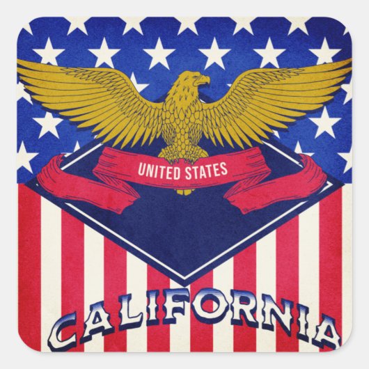カリフォルニア州旗 スクエアシール (正面)