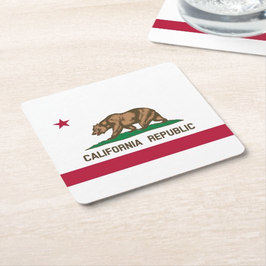 カリフォルニア州旗 スクエアペーパーコースター (アングル)