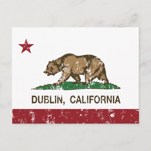 カリフォルニア州旗 ダブリン ポストカード (正面)
