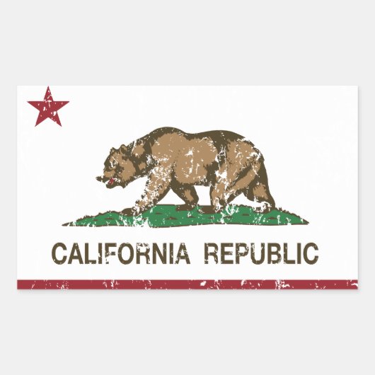 カリフォルニア州旗 長方形シール (正面)