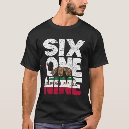 カリフォルニア州旗 – 619市外局番 Tシャツ (正面)
