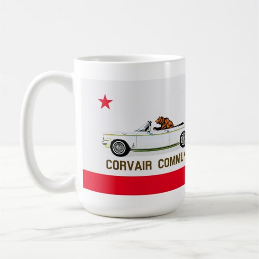 カリフォルニア州旗Corvairコンバーチブルフード付きスウェットシャツ コーヒーマグカップ (左)