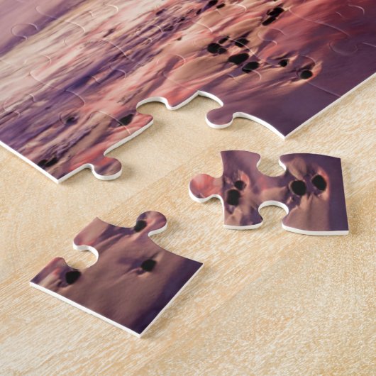 カリフォルニア州日没時の船室と桟橋 ジグソーパズル (側面)