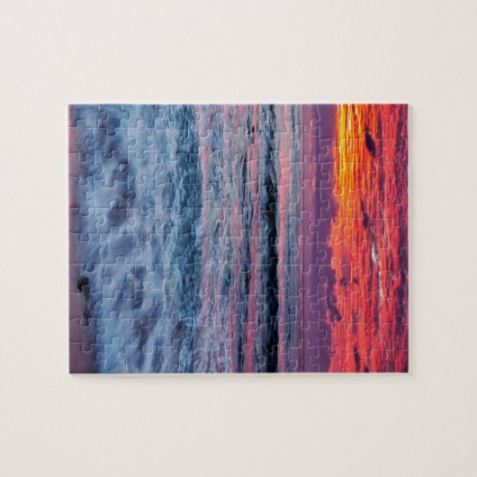 カリフォルニア州海波の夕焼け ジグソーパズル (横)