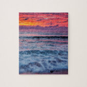 カリフォルニア州海波の夕焼け ジグソーパズル (縦)