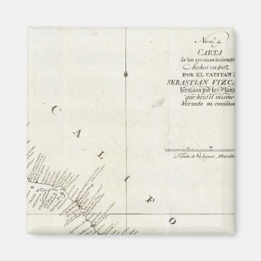 カリフォルニア州無彩色チャート マグネット (正面)