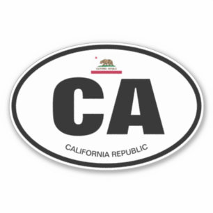 カリフォルニア州略称オーバルビニールステッカー シール