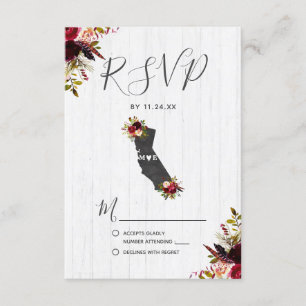 カリフォルニア州素朴デスティネーションウェディングRSVP 出欠カード