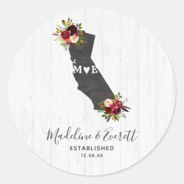 カリフォルニア州素朴フローラ結婚ズモノグラム ラウンドシール