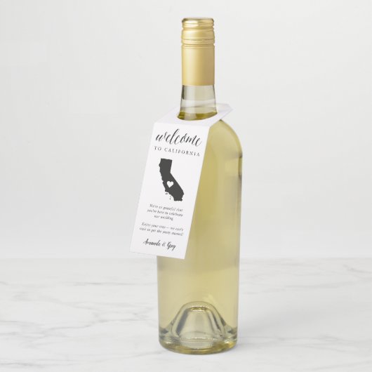 カリフォルニア州結婚ズ・ウェルカム ボトルネックタグ (アングル)